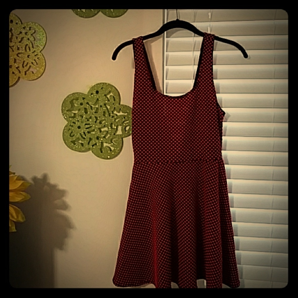 Black and red polka dot dress